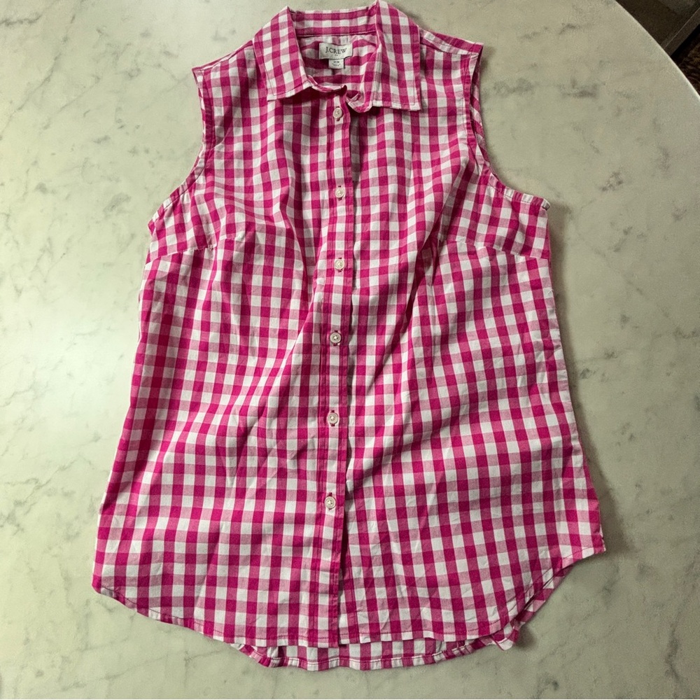 J. Crew Pink and White Gingham Top